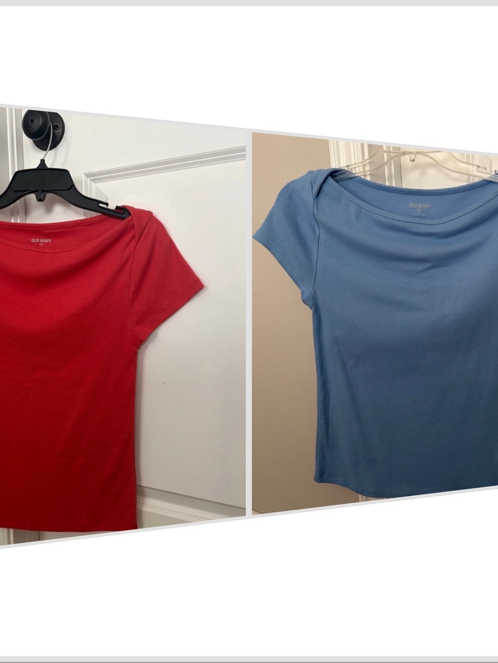 Lot of Old Navy Coral and Blue Short-Sleeve Bateau Neck Tees